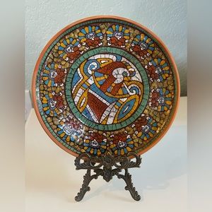 PRIMITIVE ANTIQUE PLATE CLOISONNE ENAMEL 
EAGLE CROWN SO beautiful NEW